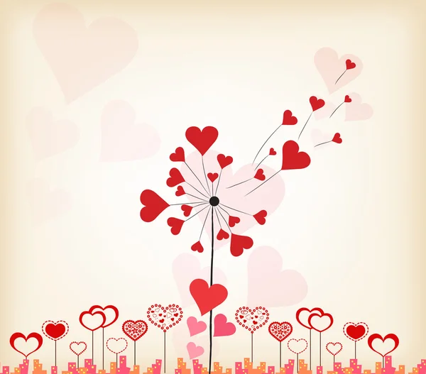 Dandelions kalpler Sevgililer günü arka plan — Stok Vektör