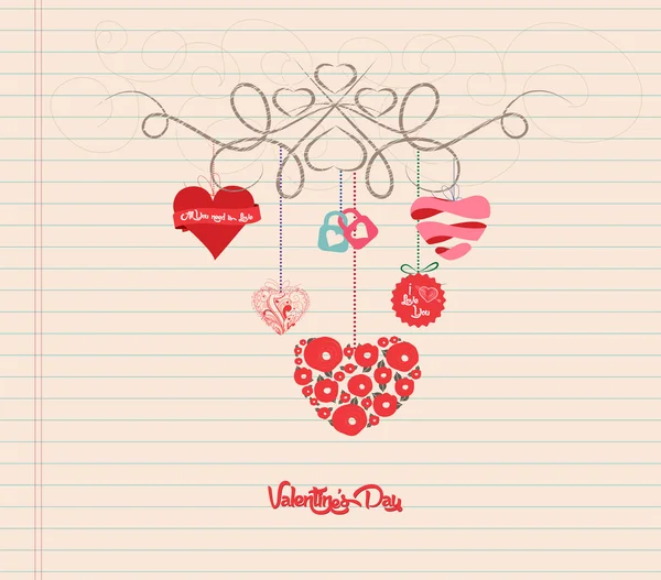 Dibuja a mano doodle adorno de San Valentín — Vector de stock