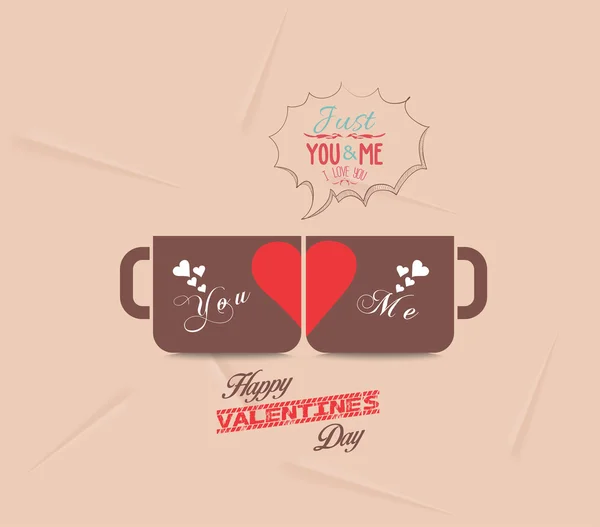 Happy valentines day with couple cup of coffee — Stock Vector