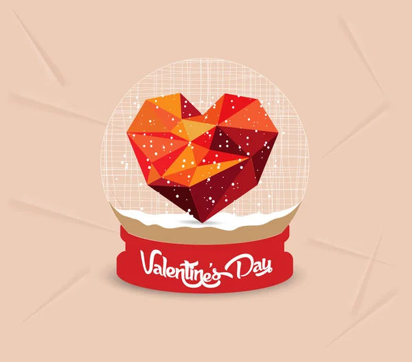 Happy valentines day with geometrical heart globe — Stock Vector