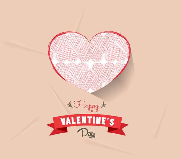 Happy valentines day with heart sketched — Stock Vector