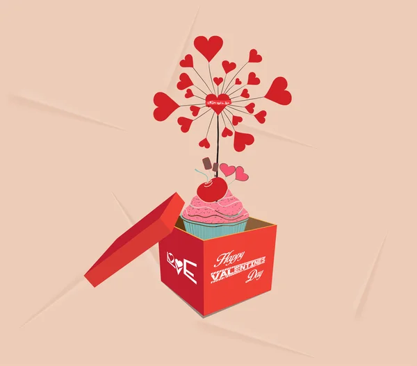 Joyeuses valentines ouvrent le cadeau — Image vectorielle