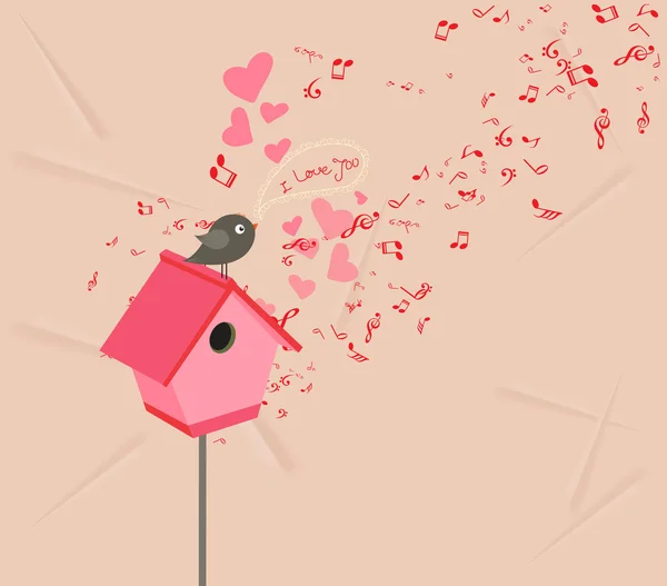 Cuori e musica di sottofondo romantico — Vettoriale Stock