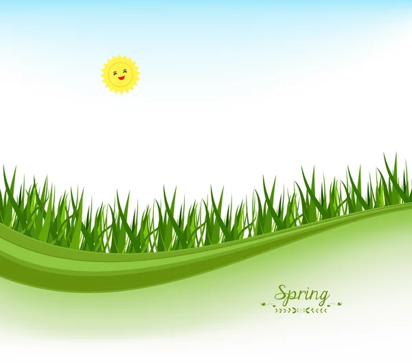 Spring banners with grass and blue sky — Stock Vector