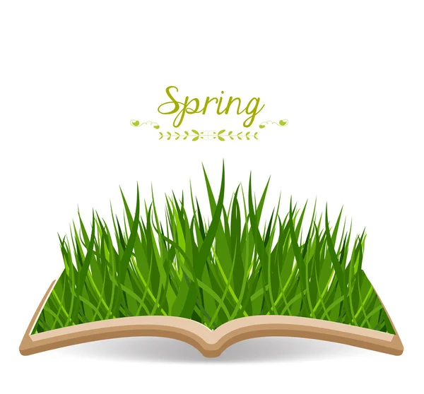 Spring with grass in the book — Stock Vector