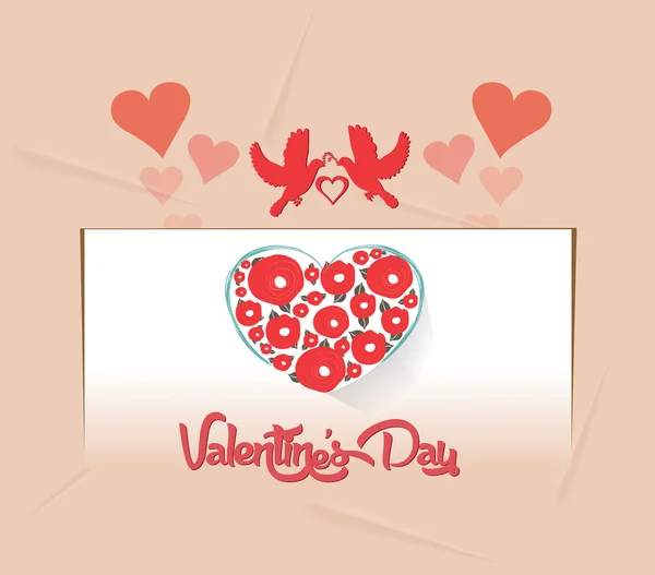 Valentines kaart met hart bloem — Stockvector