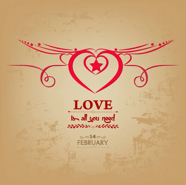 Tarjeta de San Valentín ala de corazones — Vector de stock