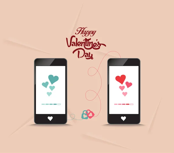 День Святого Валентина, соединяющий сердца по телефону — стоковый вектор