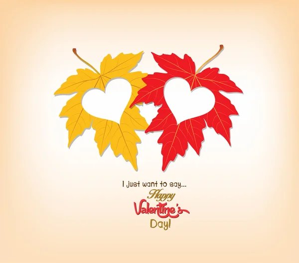 Saint Valentin feuilles d'automne avec des cœurs — Image vectorielle