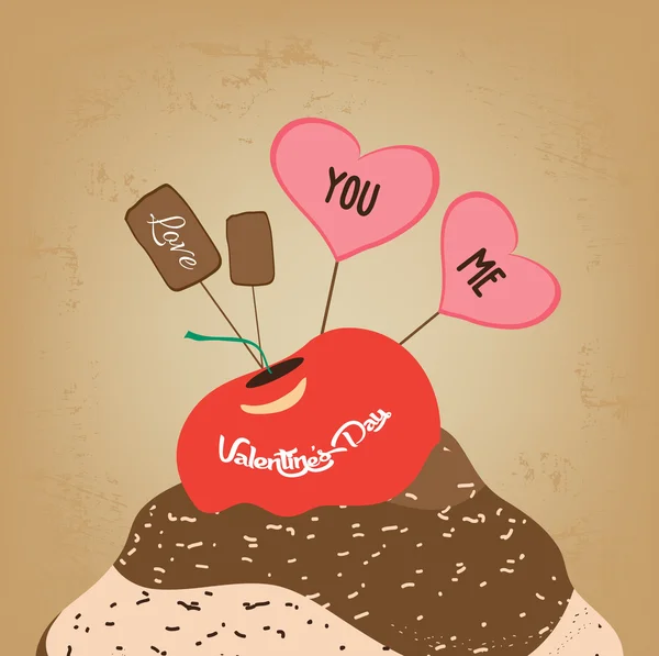Cupcake Saint Valentin doux amour vous et moi — Image vectorielle