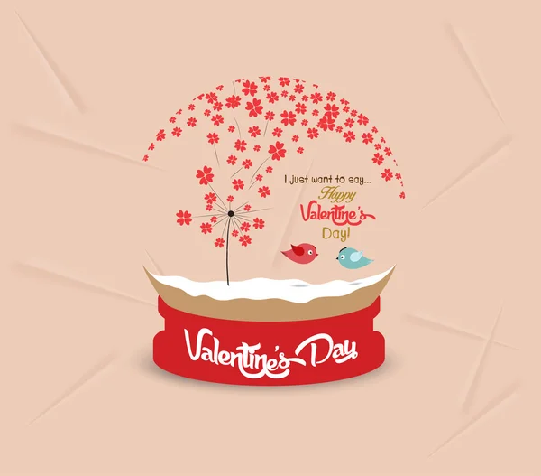 День Святого Валентина с романтической картой одуванчика сердца глобус — стоковый вектор