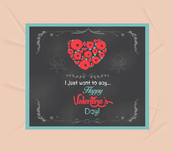 Día de San Valentín escrito en pizarra — Vector de stock