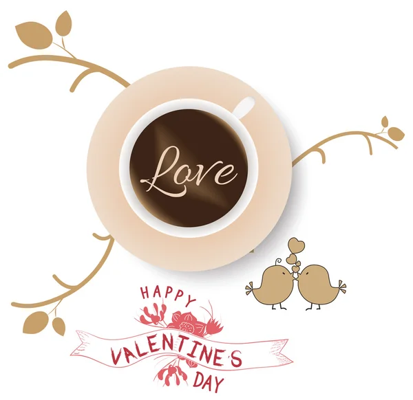 Vintage Valentines Tasse Kaffee mit Liebe — Stockvektor