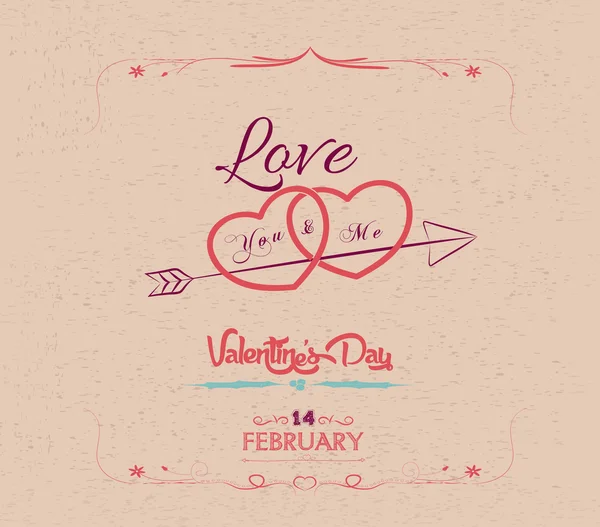 Vintage valentines day greeting card — Stock Vector