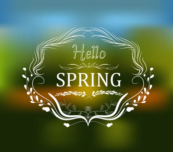 Hello spring typographic design — Stock Vector