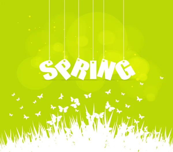 Spring word hanging on a strings — Stock Vector