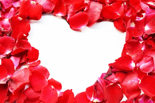 Beautiful heart of red rose petals — Stock Photo, Image