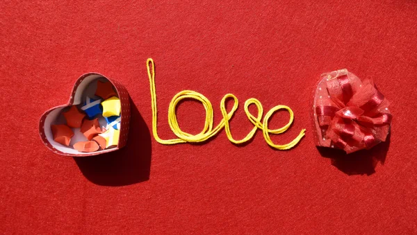 Liefde lint groet en harten — Stockfoto