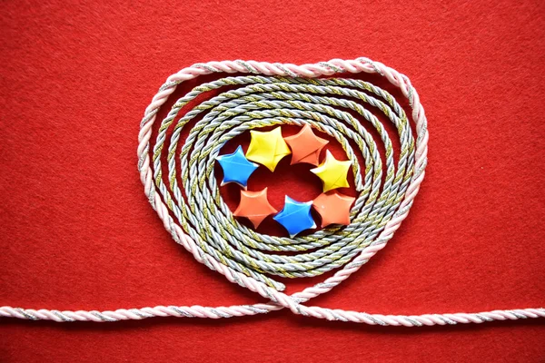 Heart made from wire and stars — Stock Photo, Image