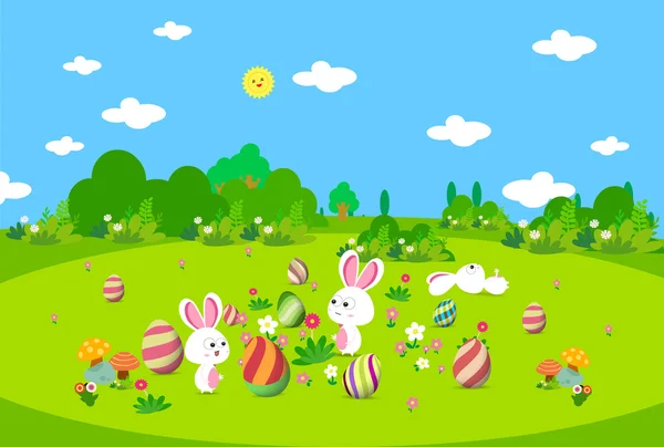 Пасхальный кролик с яйцами — стоковый вектор