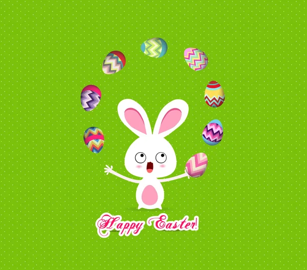Conejo de Pascua huevos lindos juguetones — Vector de stock