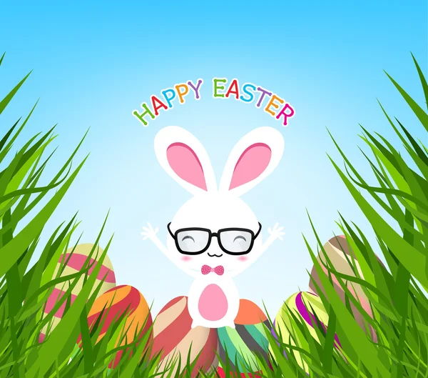 Tavşanlı mutlu Paskalya yortusu yumurta — Stok Vektör