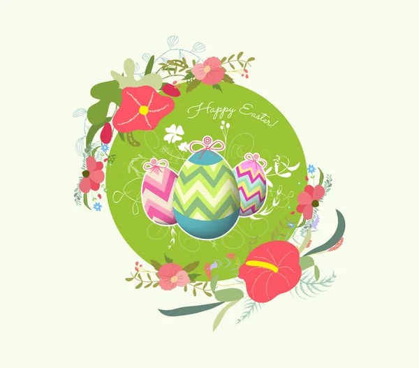 Happy easter with eggs and florals