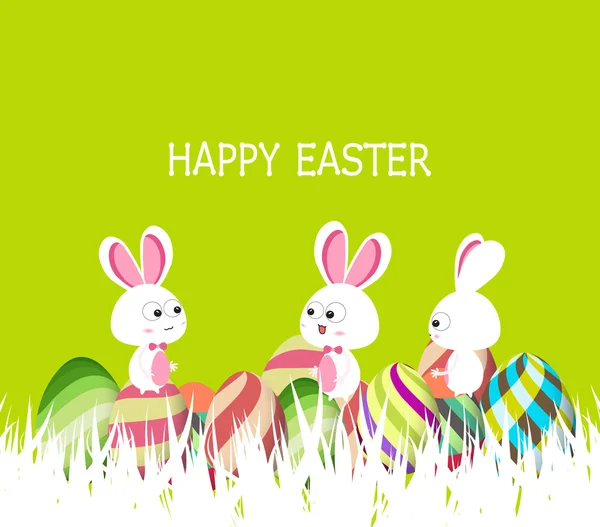 Mutlu Paskalya bahar yumurta ve bunny ile — Stok Vektör