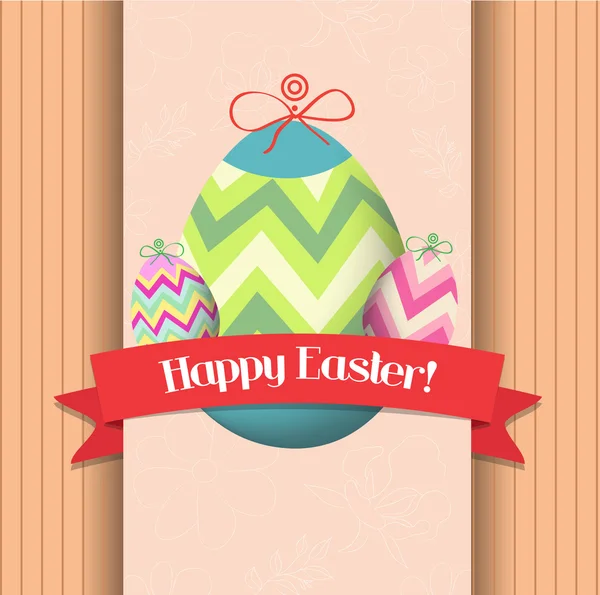 Happy easter eggs greeting poster — Stock Vector