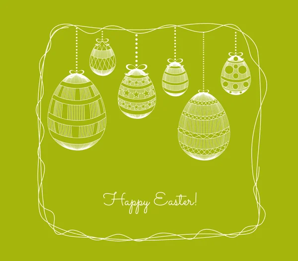 Huevos de Pascua en fondo de marco de garabato — Archivo Imágenes Vectoriales