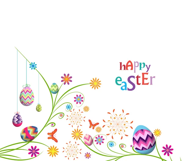 Happy easter eggs with floral background — Stock Vector