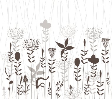 çim ve çiçek siluet