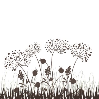 çim ve çiçek siluet