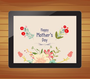 Happy mother day with floral on tablet clipart
