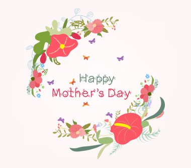 Yazı anneler günü çiçek öğe ile