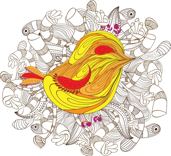 Τέχνη πουλί doodle — Διανυσματικό Αρχείο