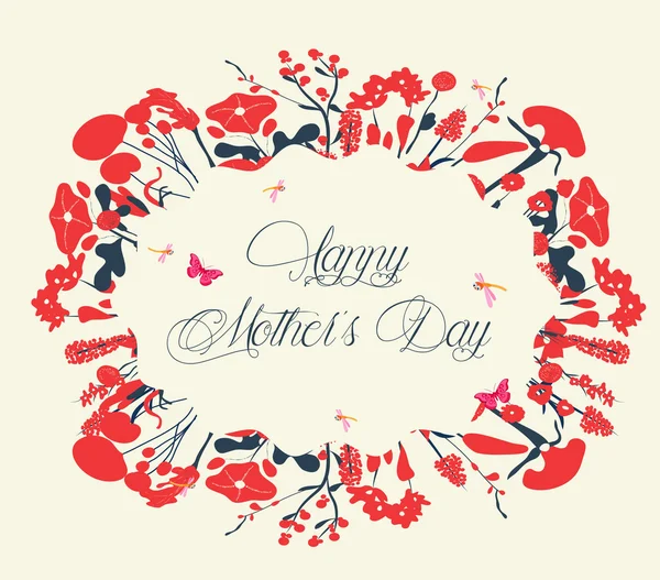 Blossom into mothers day postcard vintage — Stock Vector