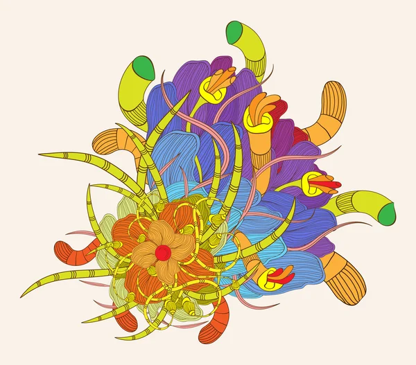 Doodle floral art background — Stock Vector