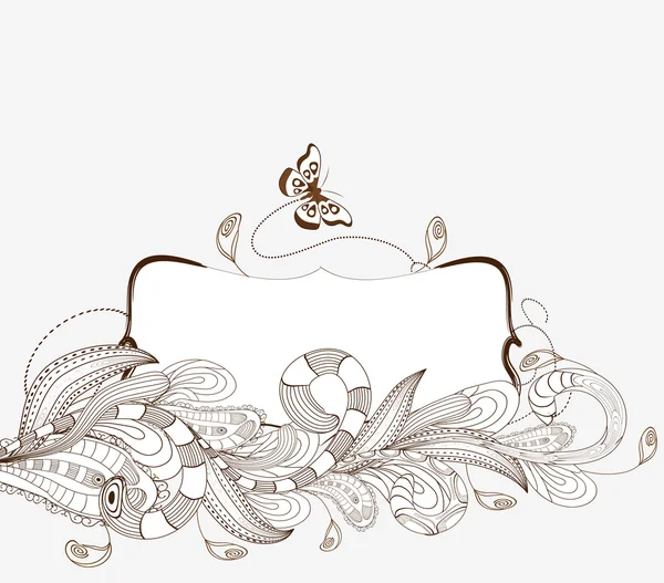 Cuadro floral Doodle Marco — Archivo Imágenes Vectoriales