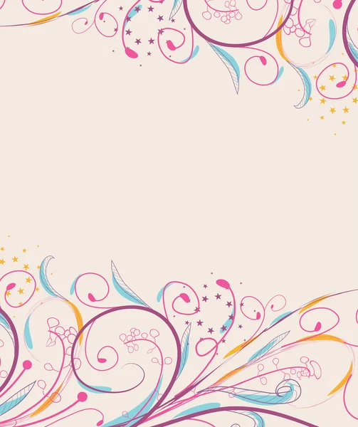 Doodle florals fundo do vintage — Vetor de Stock