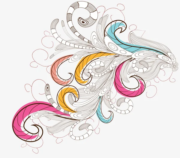 Fond floral dessiné à la main avec cadre détaillé — Image vectorielle