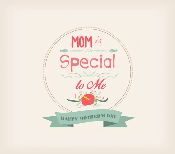 Happy mother day with floral and label - Stok Vektor