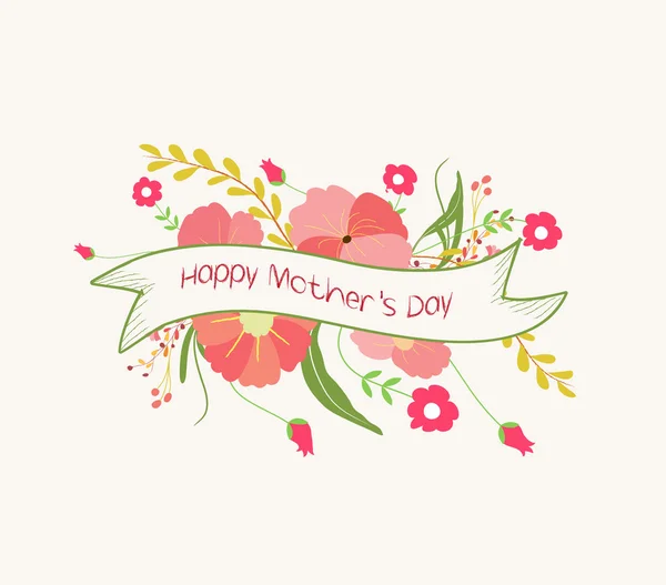 快乐母亲节与花卉标签 — 图库矢量图片