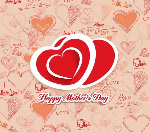Joyeuse fête des mères avec les cœurs . — Image vectorielle