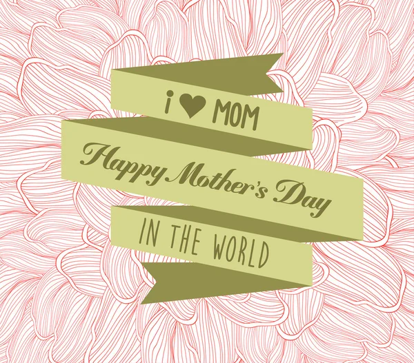 Happy mother 's day with label and doodle flower - Stok Vektor