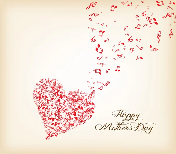 Tarjeta de felicitación de música del día de las madres — Vector de stock