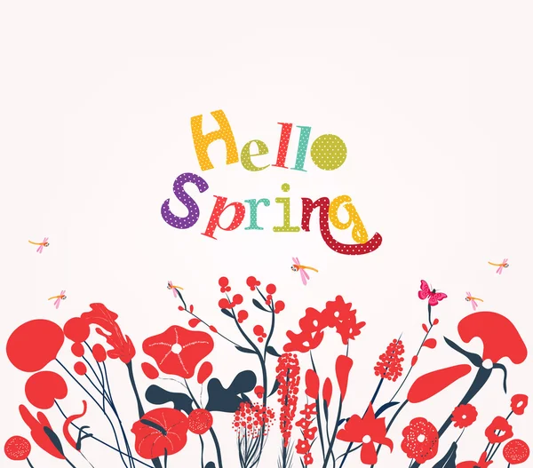Hello Spring postcard — Stock Vector