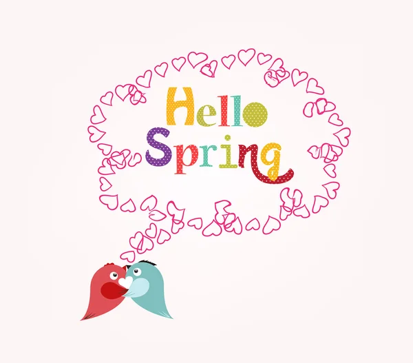 Hello voorjaar met hart bubble — Stockvector