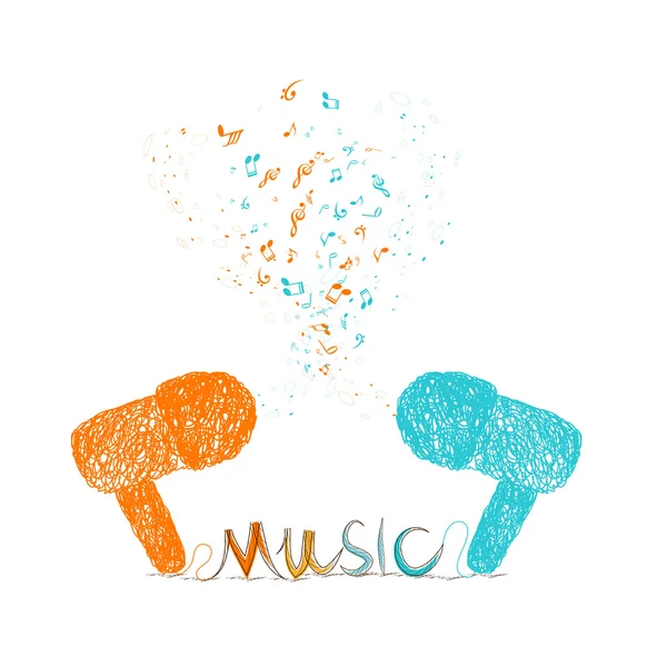 Szeretem a zenét doodle művészeti színes — Stock Vector