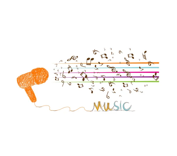 I love music dodle art with note — стоковый вектор